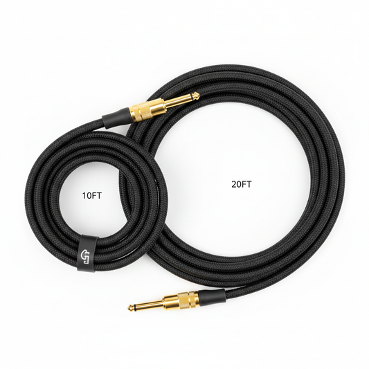 Premium Guitar Cable Pack — Braided Nylon, Noise-Free, 10ft & 20ft (2-Pack)